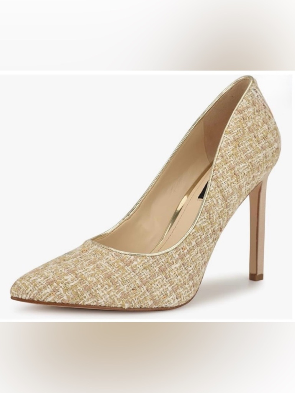 Nine West Beige Tweed Pointed-Toe Stiletto Pump Size 6.5